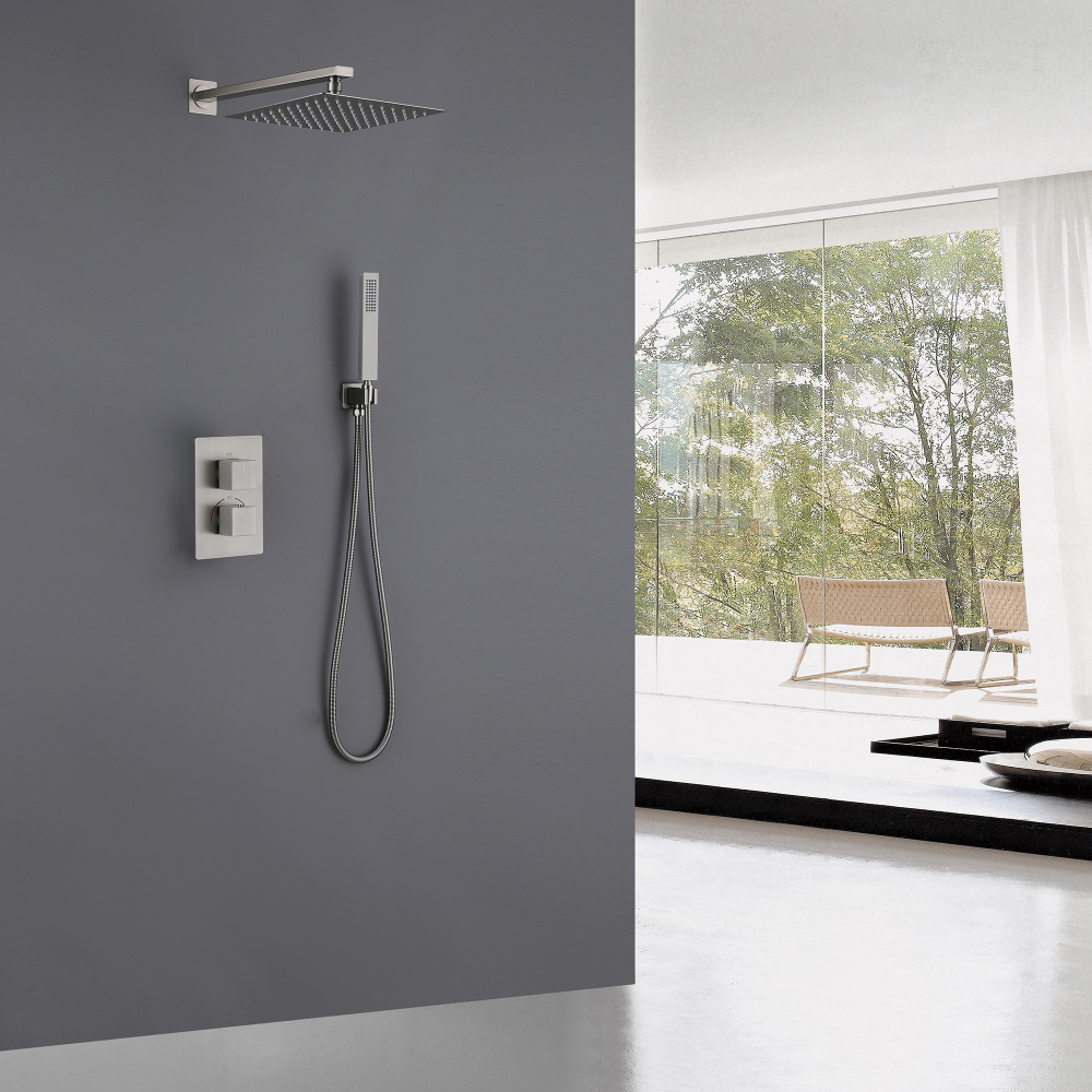 Душевая система скрытого монтажа Abber Daheim AF8251SP (сатин), с термостатом, без излива