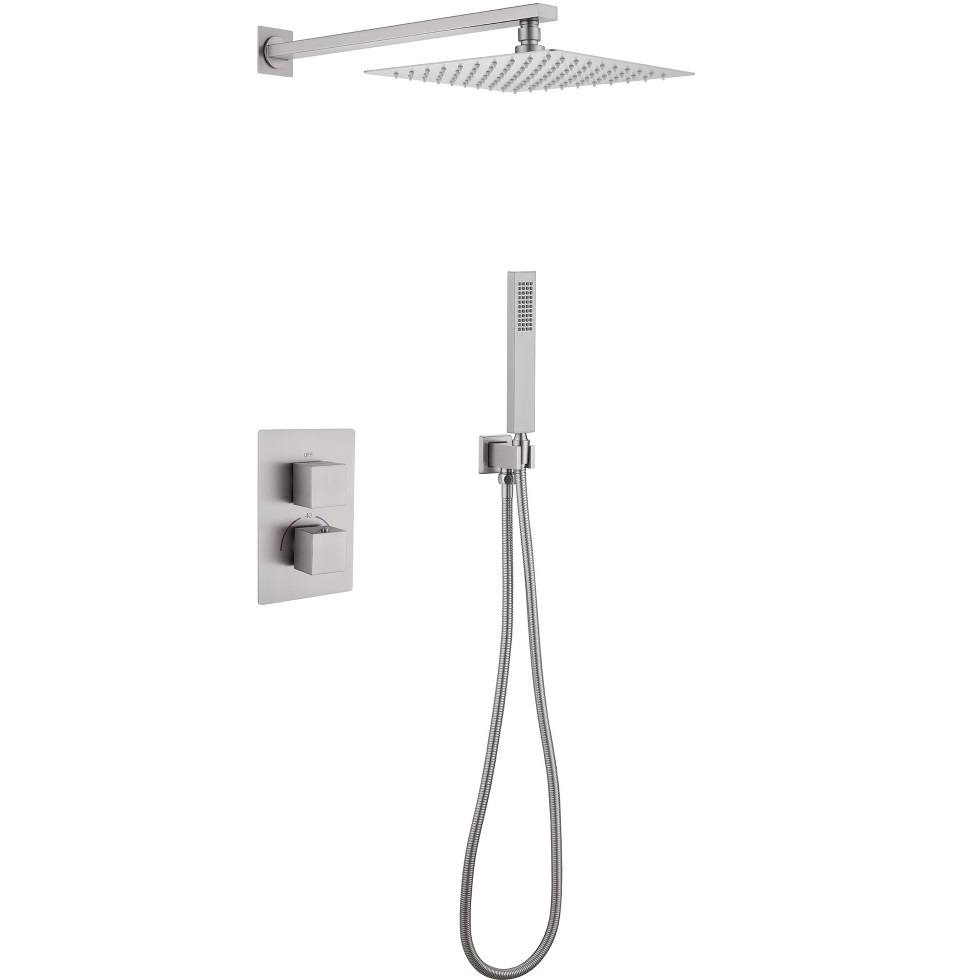 Душевая система скрытого монтажа Abber Daheim AF8251SP (сатин), с термостатом, без излива