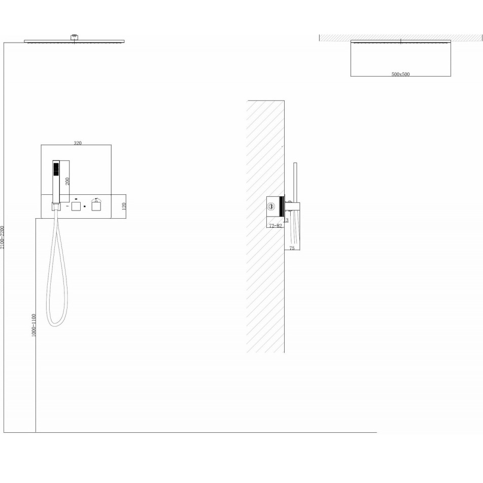 Душевая система скрытого монтажа Abber Daheim AF8255SP (сатин), с термостатом, без излива