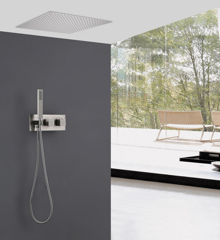 Душевая система скрытого монтажа Abber Daheim AF8255SP (сатин), с термостатом, без излива