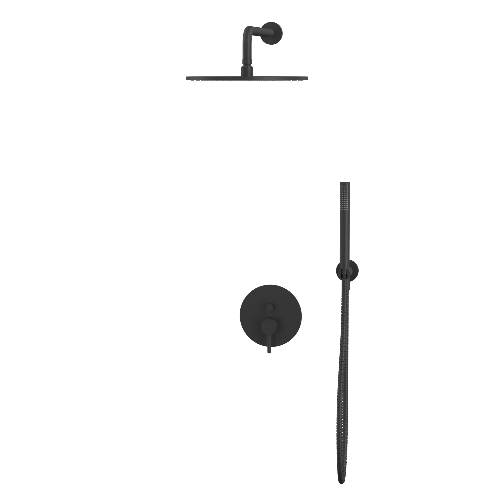 Душевой комплект скрытого монтажа 30x30см., Whitecross Серия Y YSET04BL (черный матовый), без излива