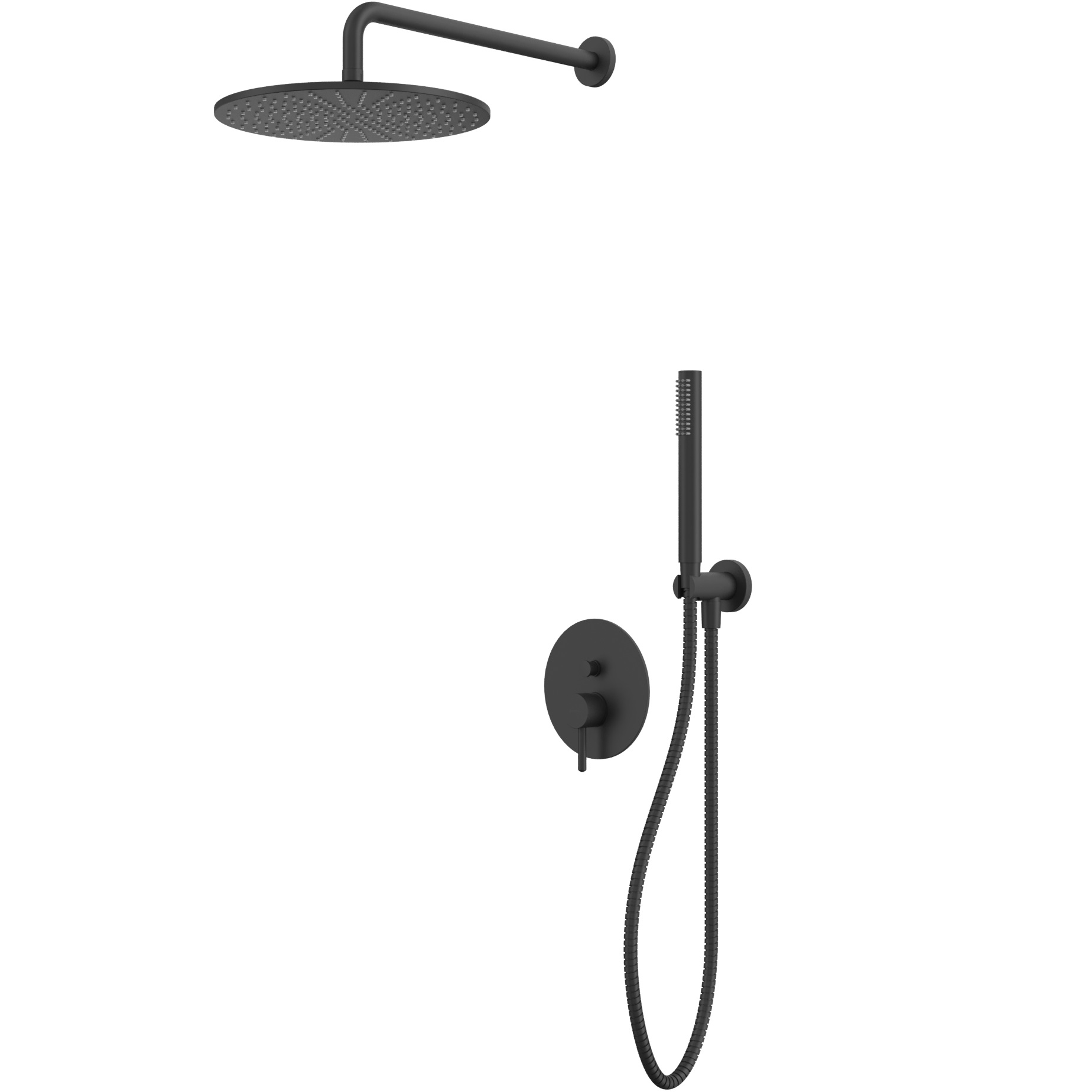 Душевой комплект скрытого монтажа 30x30см., Whitecross Серия Y YSET04BL (черный матовый), без излива