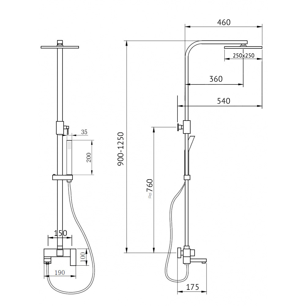 Душевая стойка Abber Daheim AF8216G (золотой матовый), с изливом