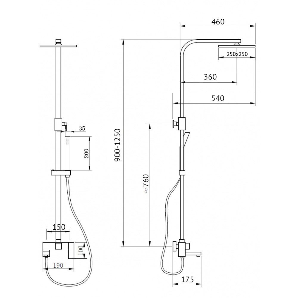 Душевая стойка Abber Daheim AF8216NG (никель), с изливом