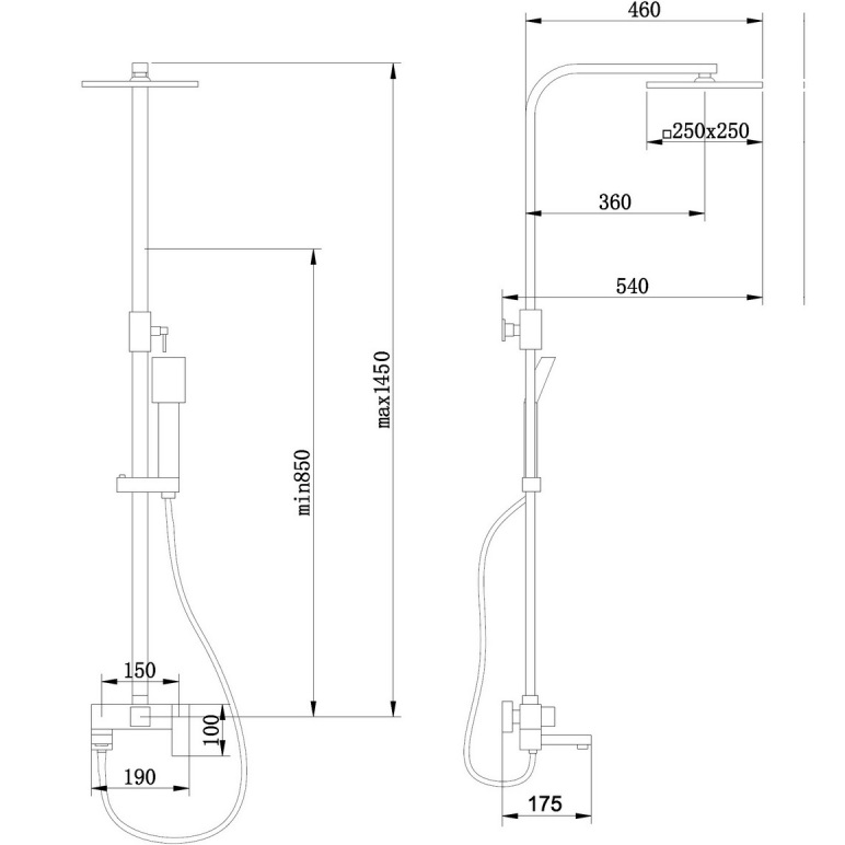 Душевая стойка Abber Daheim AF8216SPL (сатин), с изливом