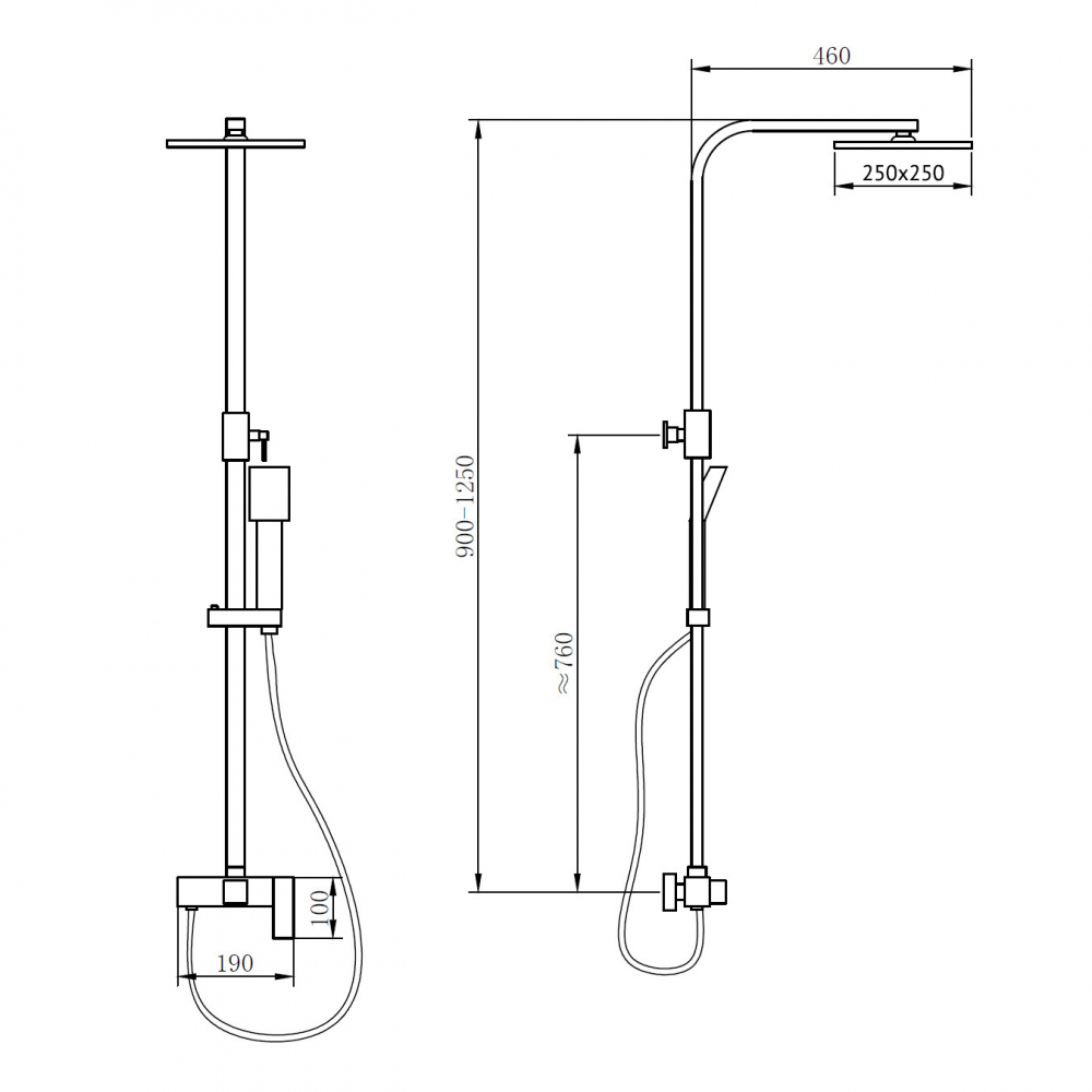 Душевая стойка Abber Daheim AF8220B (черный матовый), без излива