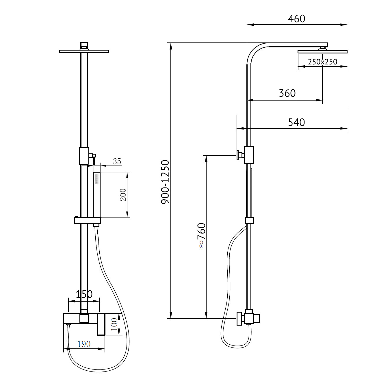 Душевая стойка Abber Daheim AF8220G (золотой матовый), без излива