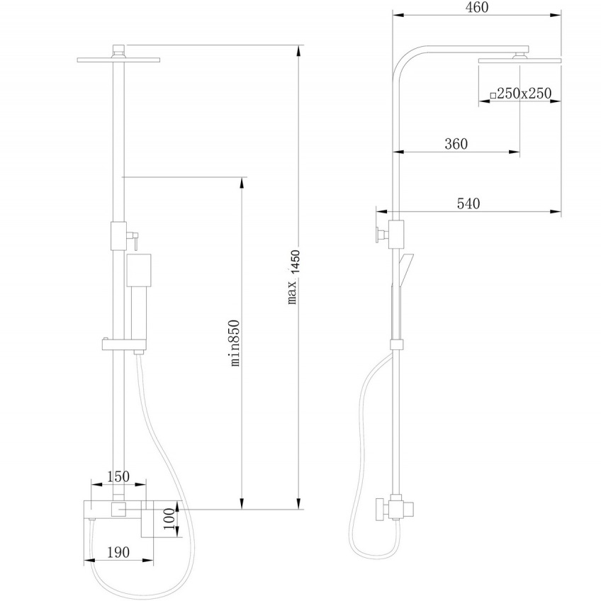 Душевая стойка Abber Daheim AF8220SPL (сатин), без излива