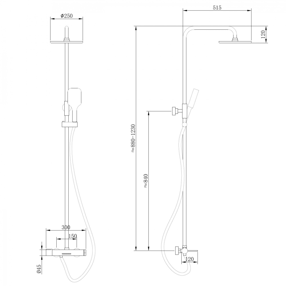 Душевая стойка Abber Emotion AF8816 (хром), с изливом