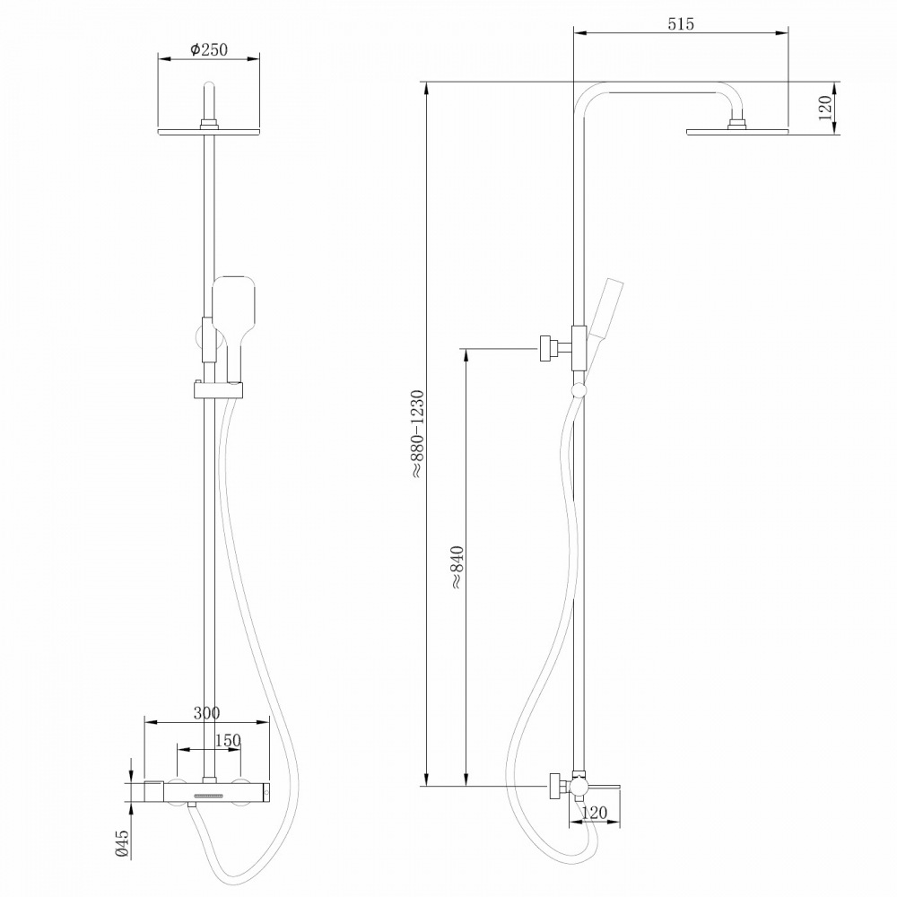 Душевая стойка Abber Emotion AF8816NG (никель), с изливом