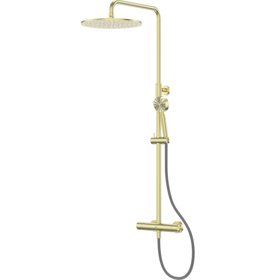 Душевая стойка Abber Wasser Kreis 316 AF8160BG 30x30 (светлое золото брашированное), с термостатом, без излива