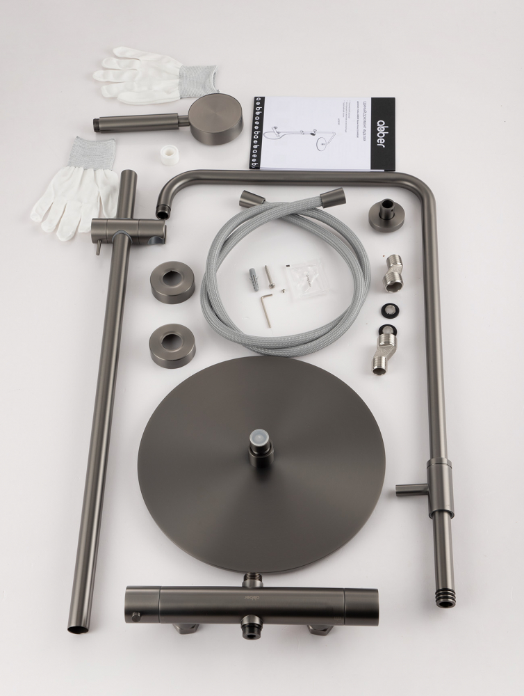 Душевая стойка Abber Wasser Kreis 316 AF8160BGG 30x30 (оружейная сталь брашированная), с термостатом, без излива