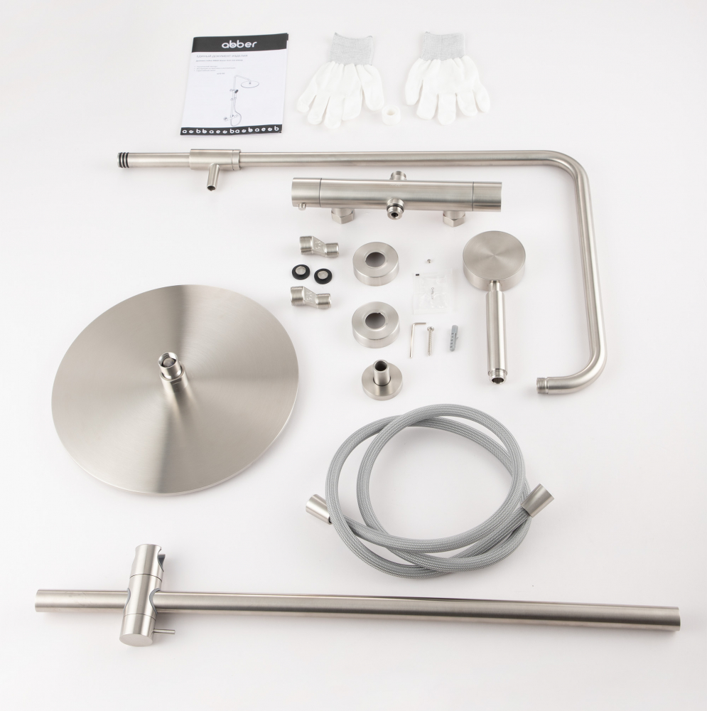 Душевая стойка Abber Wasser Kreis 316 AF8160BST 30x30 (сталь брашированная), с термостатом, без излива