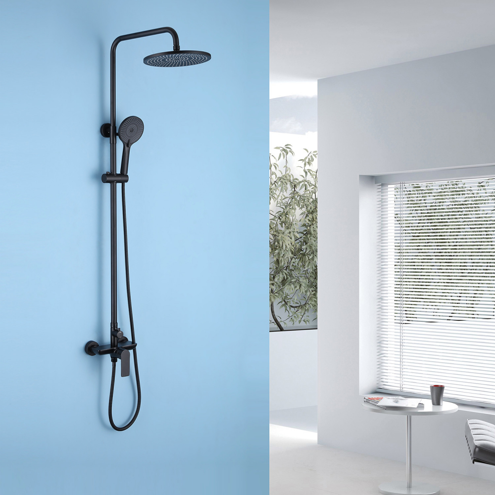Душевая стойка Abber Weiss Insel AF8020BL 25x25 (черный матовый), без излива