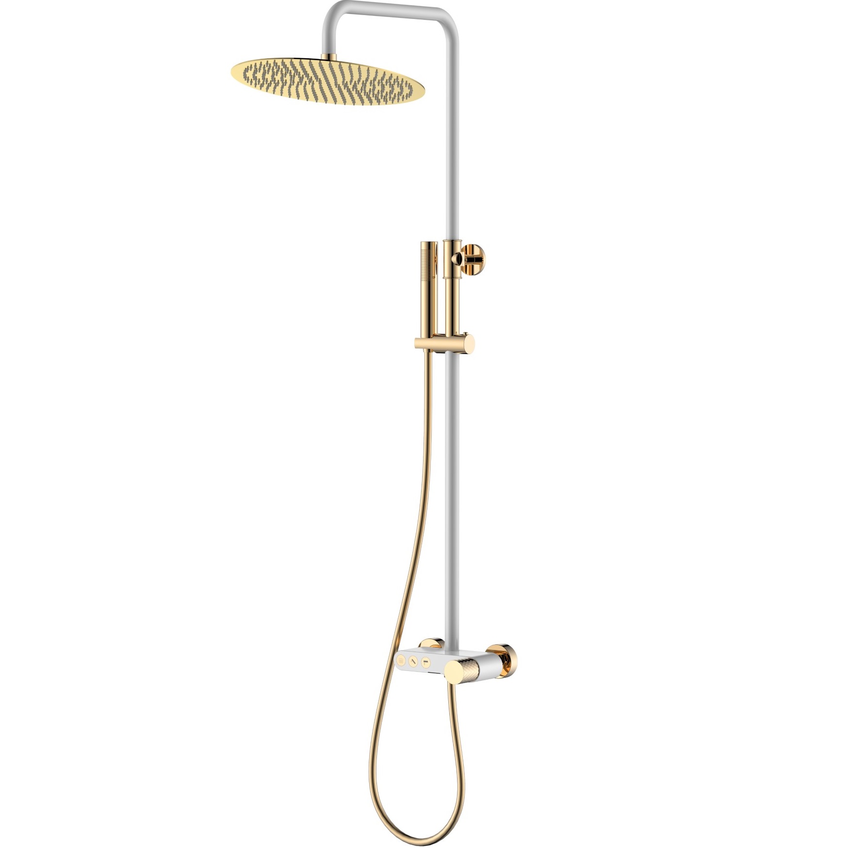 Душевая стойка Boheme Stick Diamond 128-WG 30x30см (золотой, белый матовый), с изливом