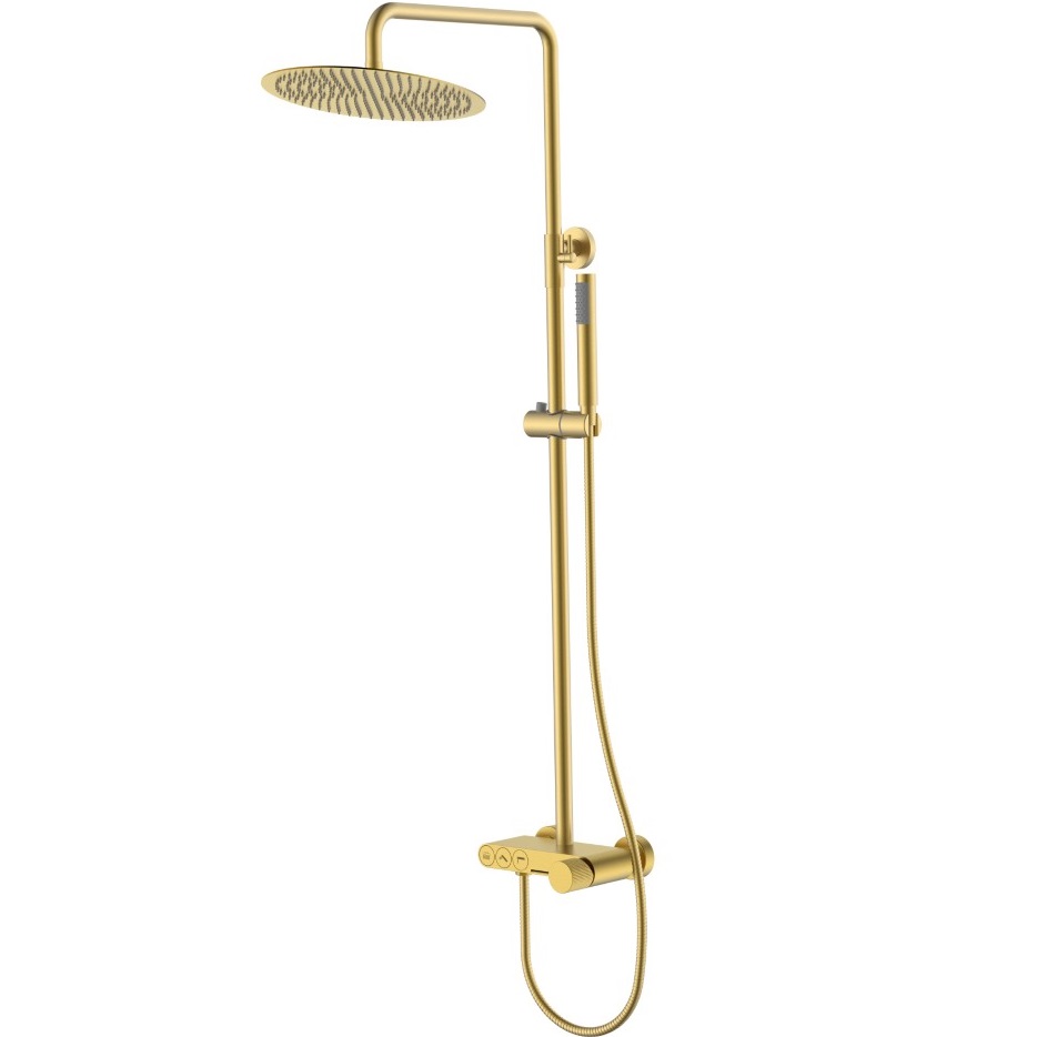 Душевая стойка Boheme Stick Linea 128-MG.3 30x30см (золото матовое), с изливом