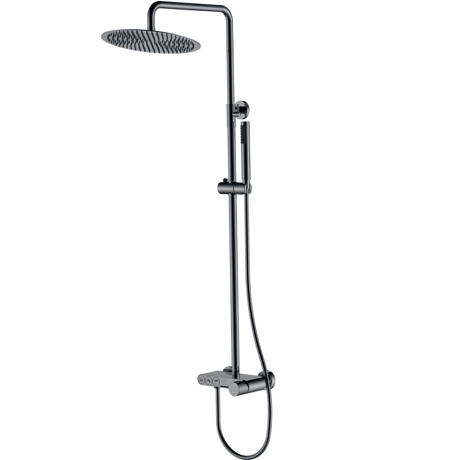 Душевая стойка Boheme Stick Spirale 128-SGM.4 30x30 см (оружейный металл глянцевый), с изливом