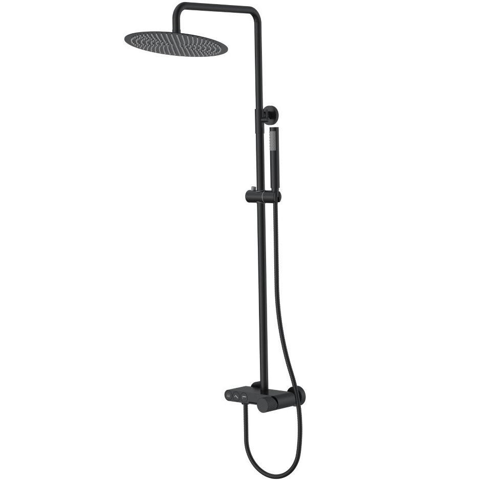 Душевая стойка Boheme Stick Linea 128-BB.3 30x30 см (черный матовый), с изливом