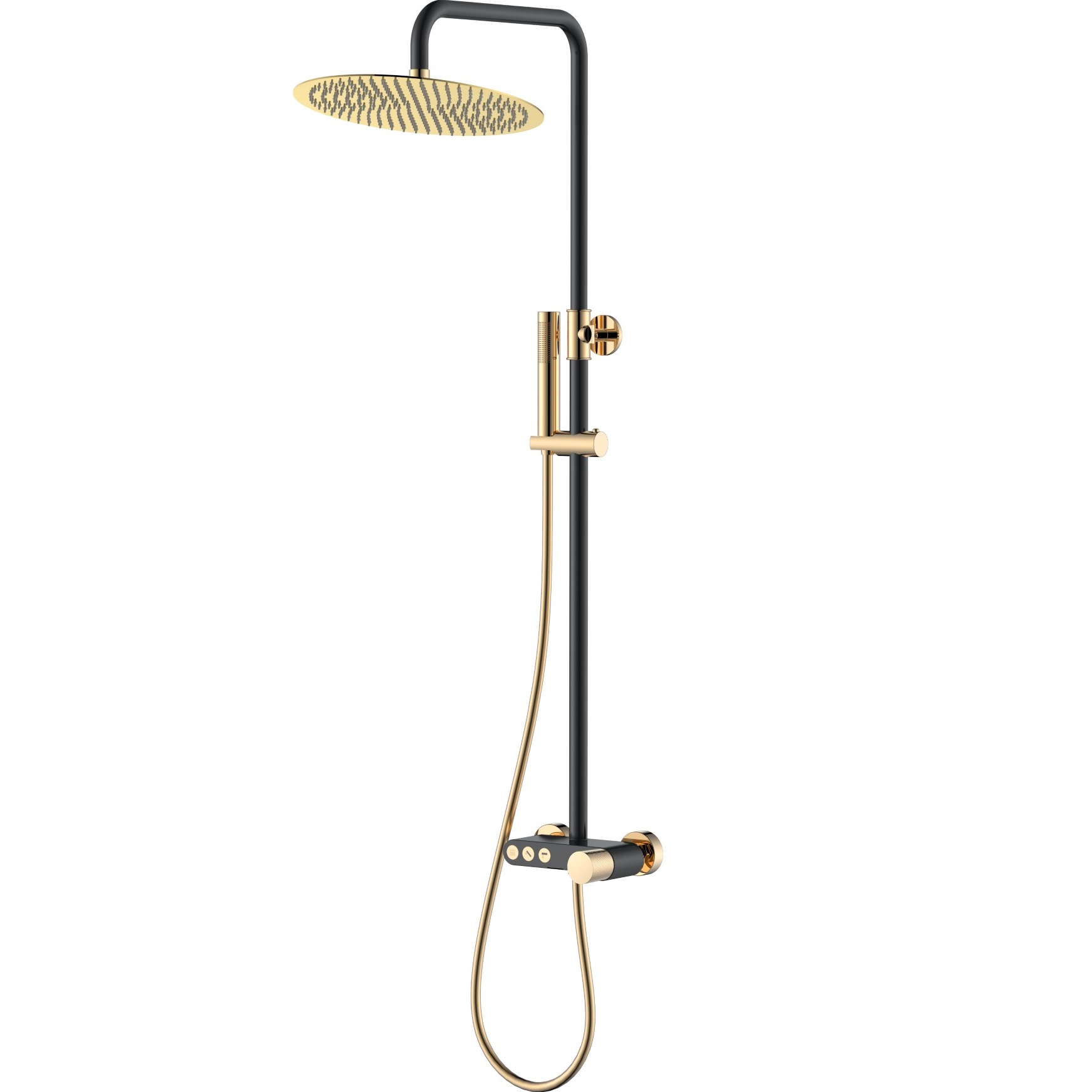 Душевая стойка Boheme Stick Touch 128-BG.2 30x30 см (золотой, черный матовый), с изливом