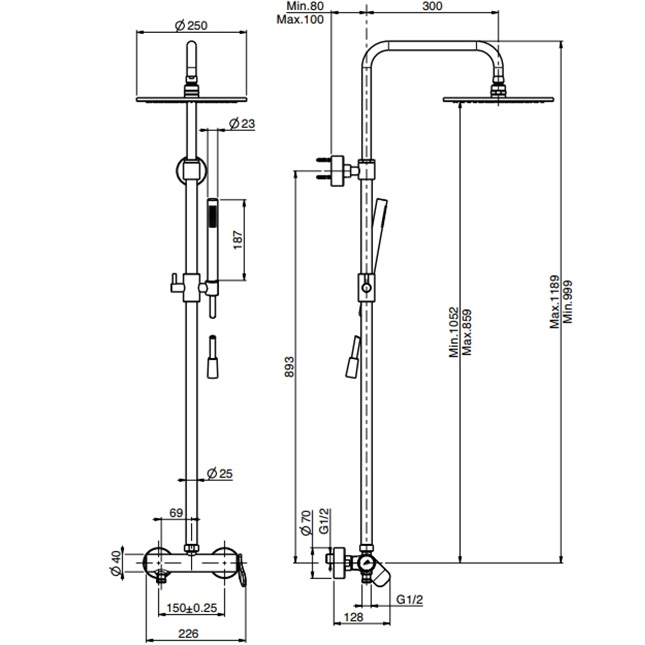 Душевая стойка Carlo Frattini Flo F3805/2CR (хром)