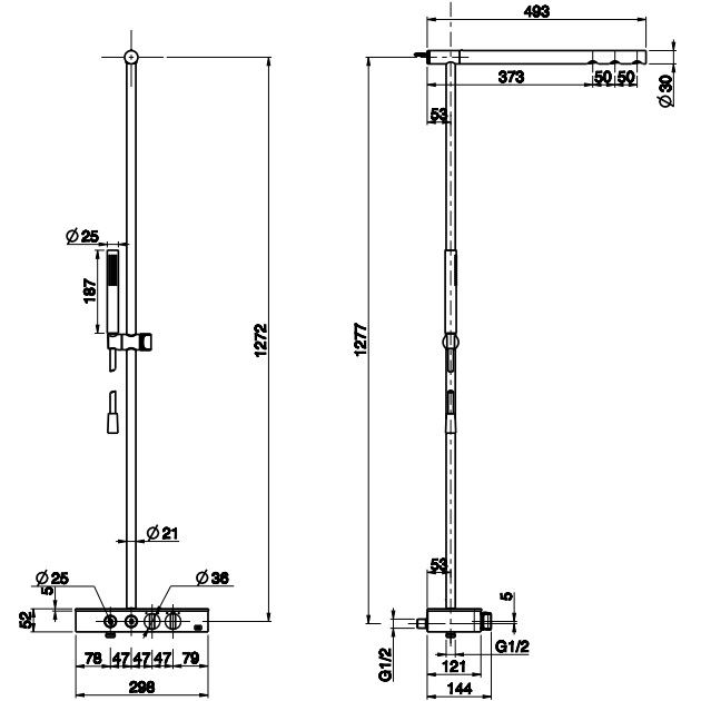 Душевая стойка Fima  Carlo Frattini Switch F5930NS (черный матовый), с термостатом
