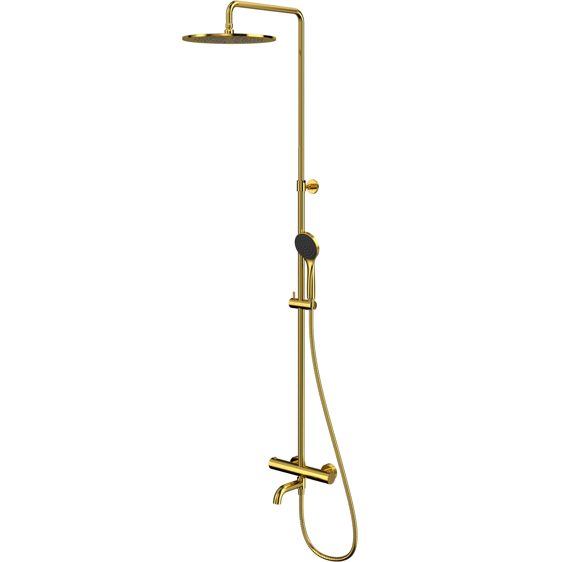 Душевая стойка для ванны и душа 30x30см., Whitecross серия Y Y1234BASICGL (золотой PVD), с термостатом, с изливом
