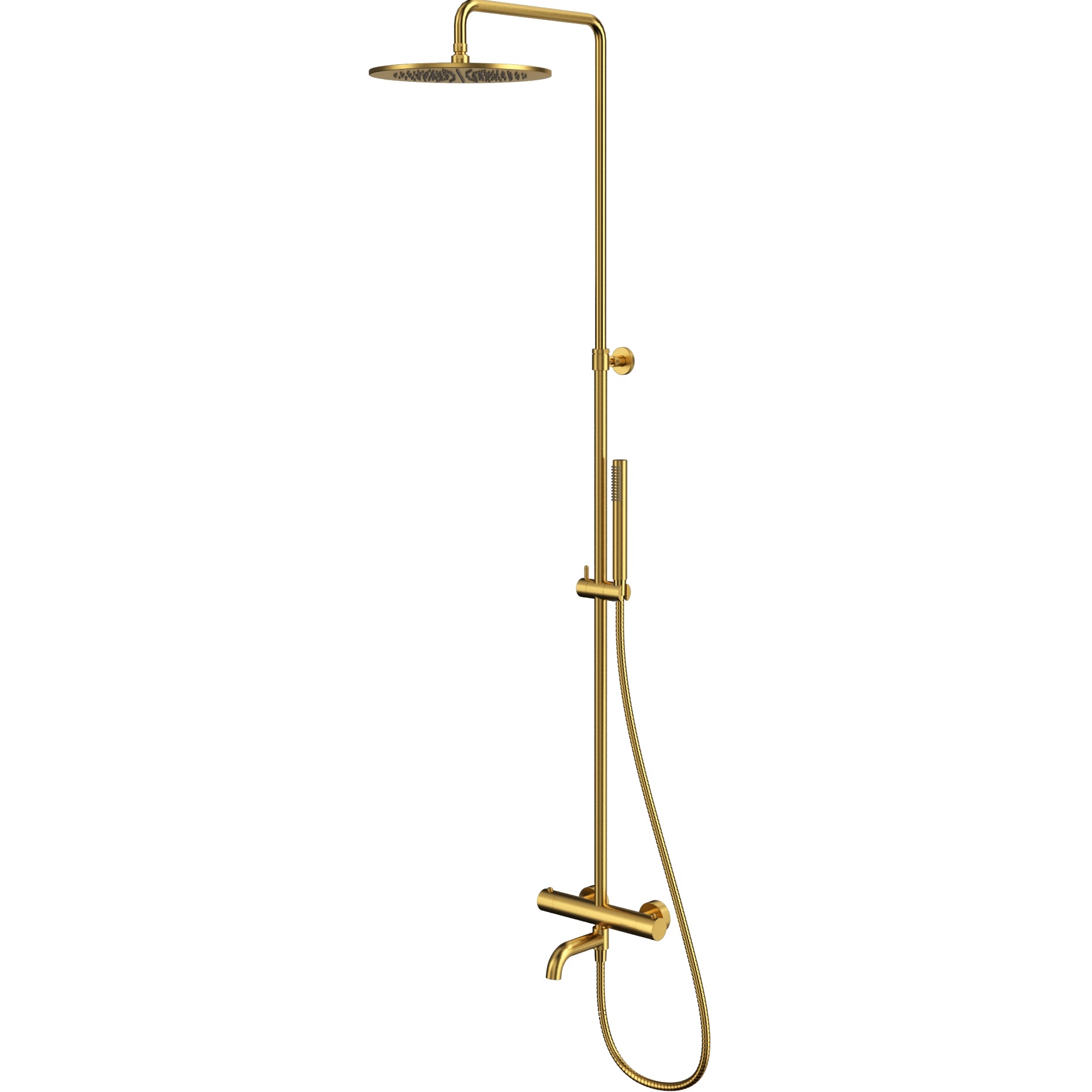 Душевая стойка для ванны и душа 30x30см., Whitecross серия Y Y1234GLB (золото брашированное PVD), с термостатом, с изливом