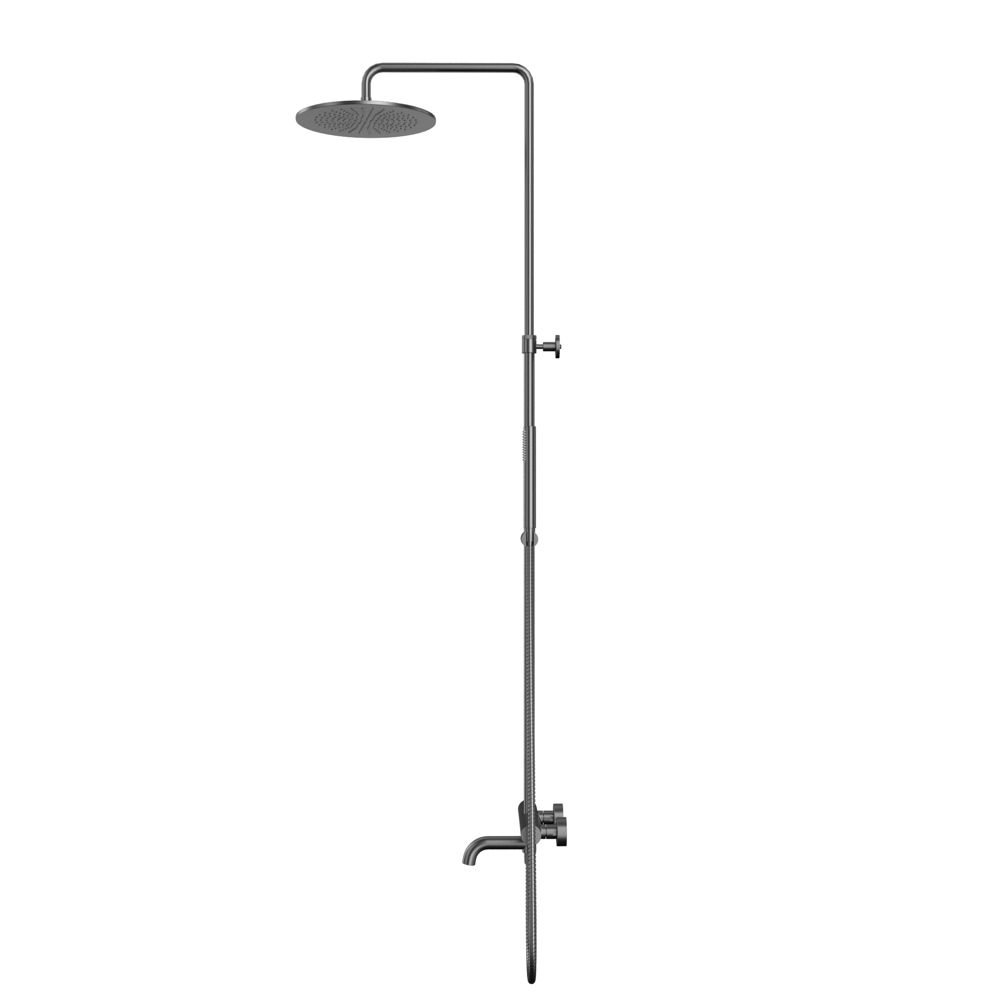 Душевая стойка для ванны и душа 30x30см., Whitecross серия Y Y1234GM (оружейный металл PVD), с термостатом, с изливом