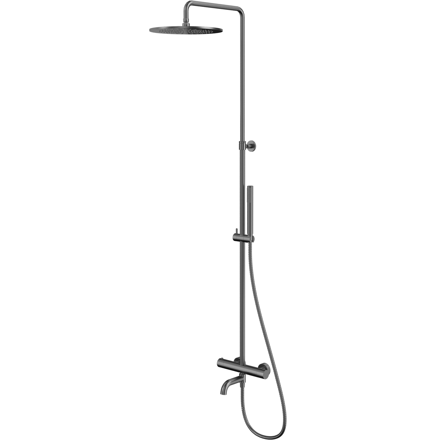 Душевая стойка для ванны и душа 30x30см., Whitecross серия Y Y1234GM (оружейный металл PVD), с термостатом, с изливом