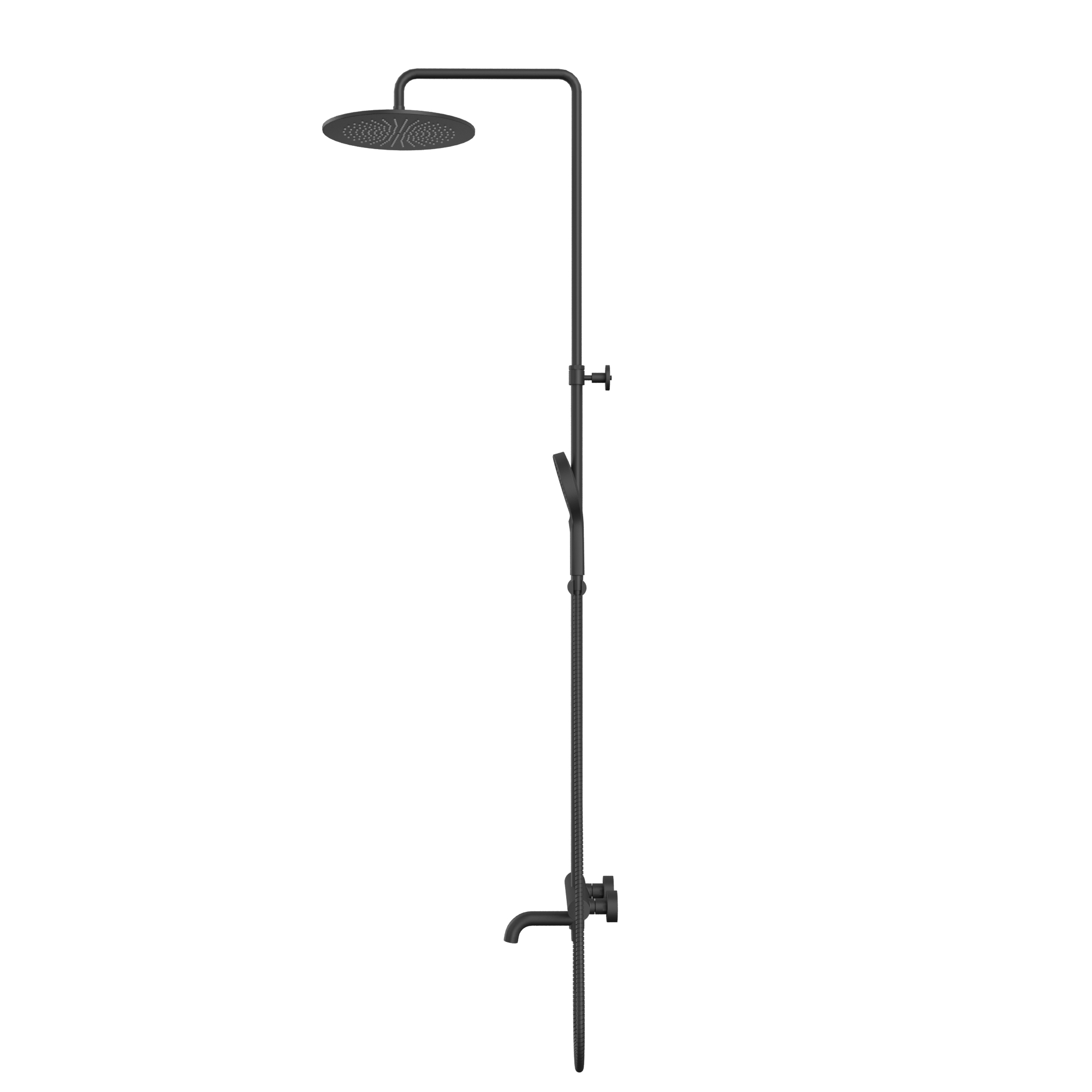 Душевая стойка для ванны и душа 30x30см., Whitecross серия Y Y1234TOPBL (черный матовый), с термостатом, с изливом