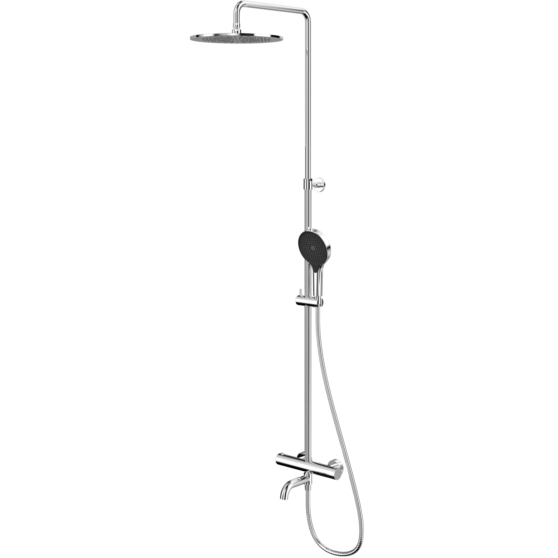 Душевая стойка для ванны и душа 30x30см., Whitecross серия Y Y1234TOPCR (хром), с термостатом, с изливом