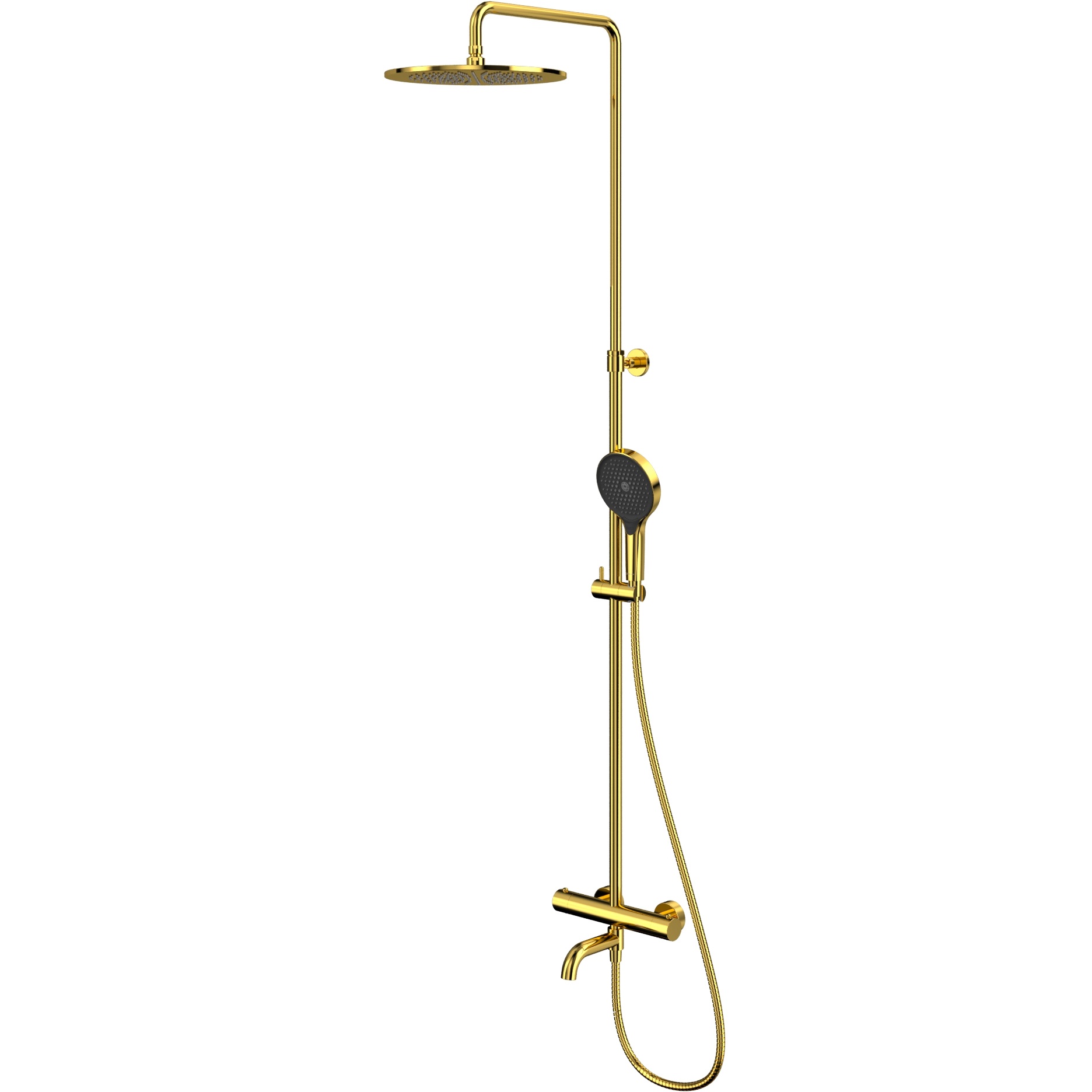 Душевая стойка для ванны и душа 30x30см., Whitecross серия Y Y1234TOPGL (золотой PVD), с термостатом, с изливом