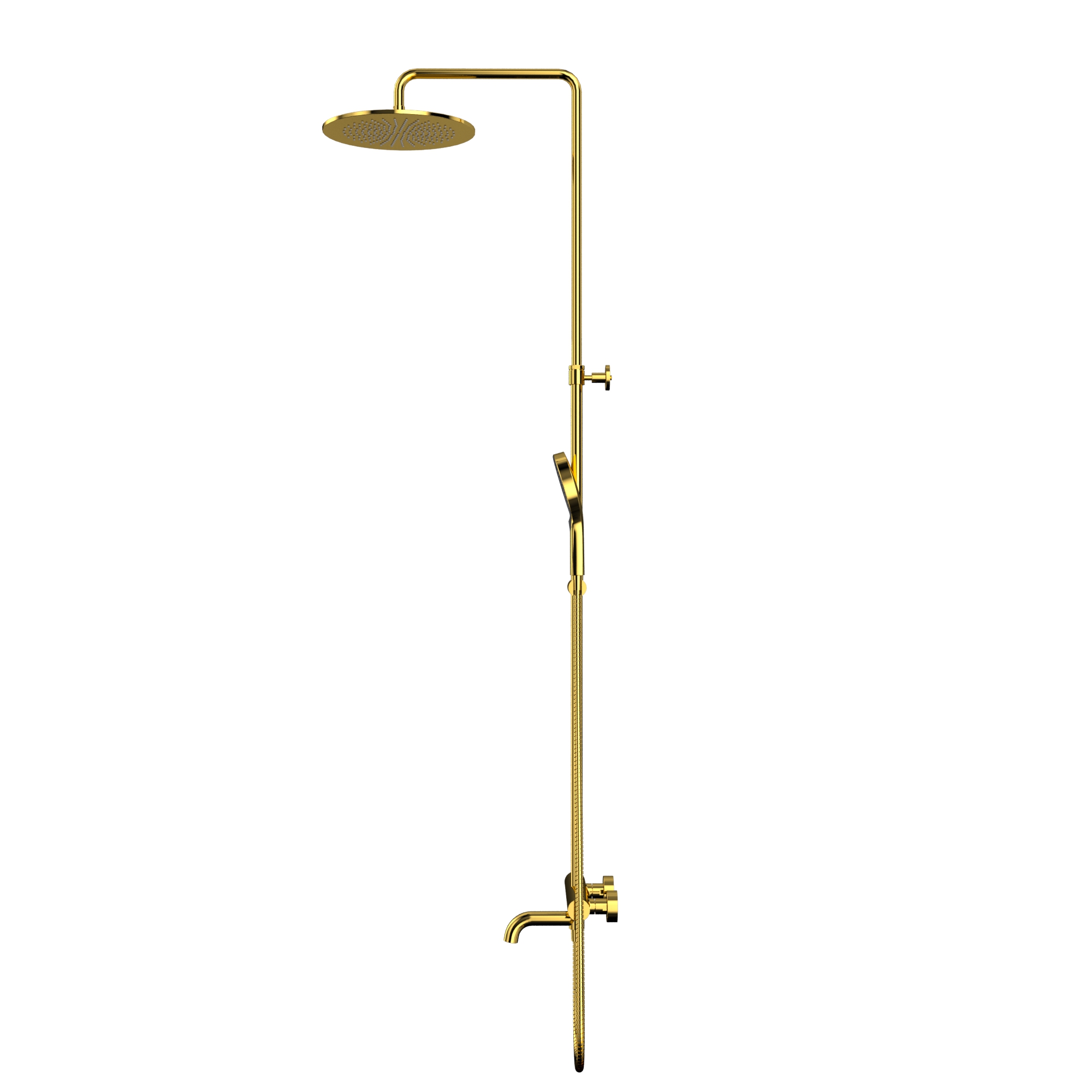 Душевая стойка для ванны и душа 30x30см., Whitecross серия Y Y1234TOPGL (золотой PVD), с термостатом, с изливом