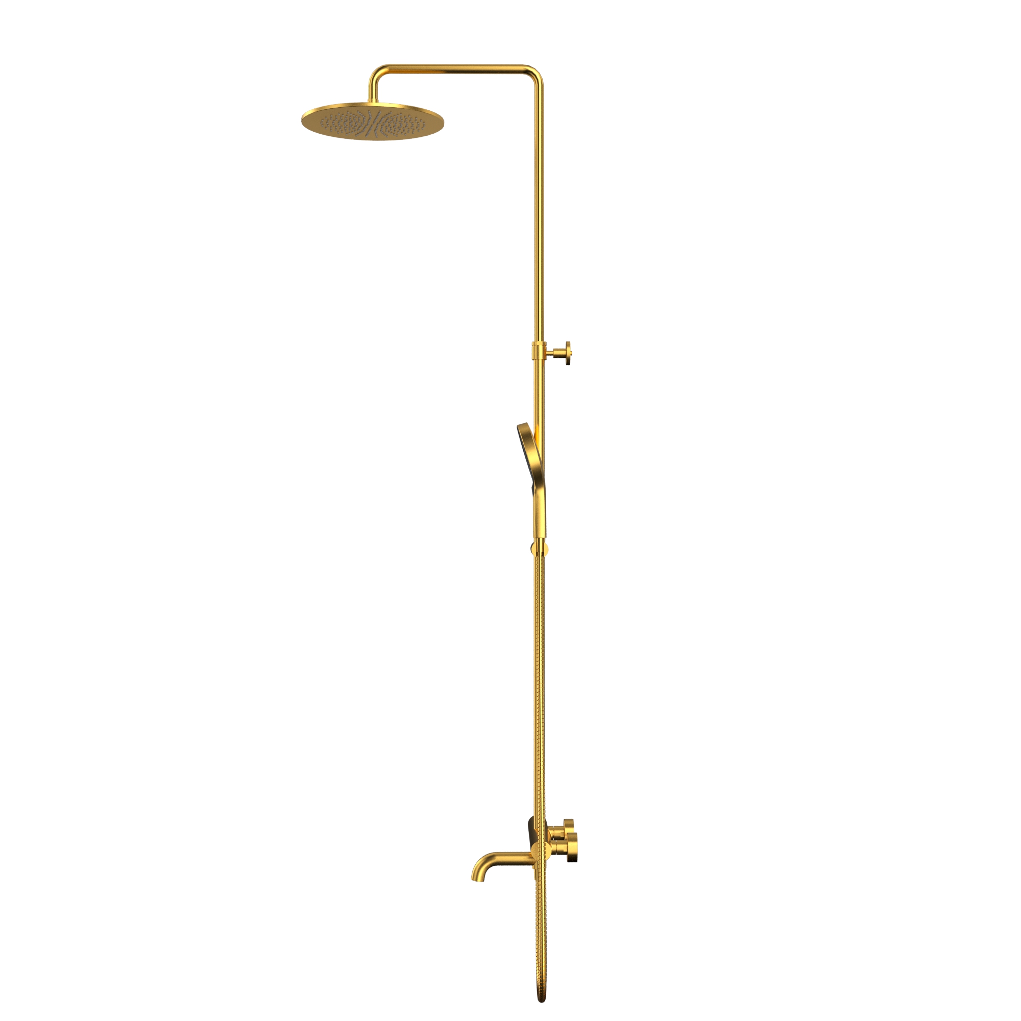 Душевая стойка для ванны и душа 30x30см., Whitecross серия Y Y1234TOPGLB (золото брашированное PVD), с термостатом, с изливом