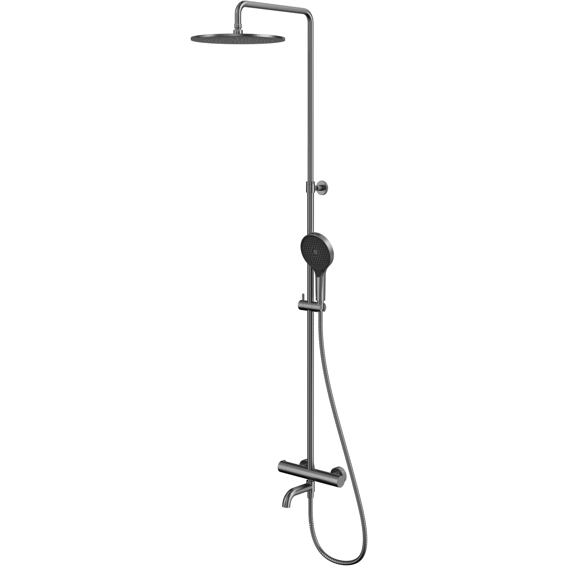 Душевая стойка для ванны и душа 30x30см., Whitecross серия Y Y1234TOPGM (оружейный металл PVD), с термостатом, с изливом