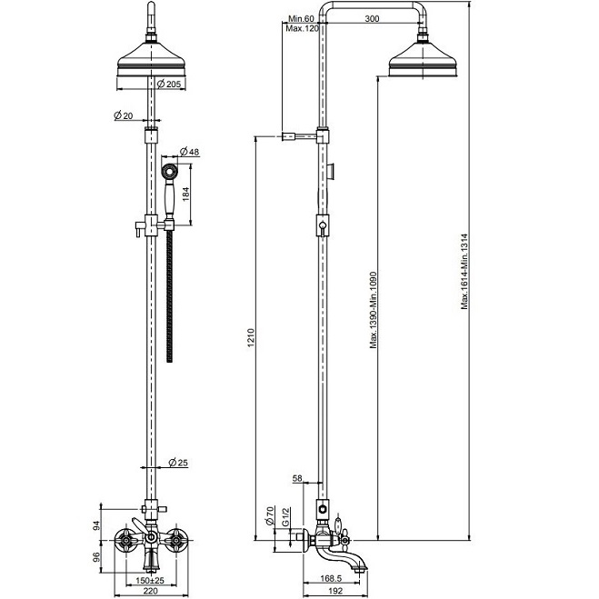 Душевая стойка Fima Carlo Frattini Olivia F5004/2OR (золотой), с изливом