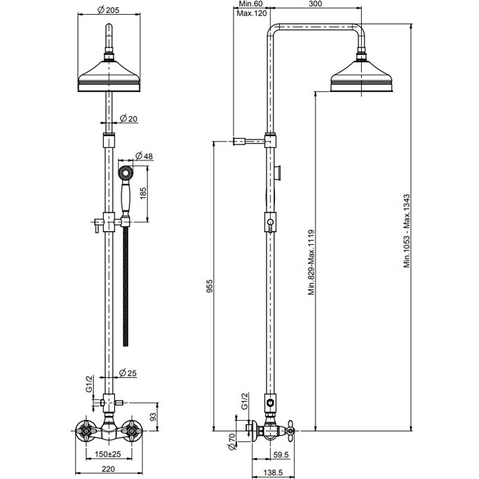 Душевая стойка Fima Carlo Frattini Olivia F5005/2OR (золотой), без излива