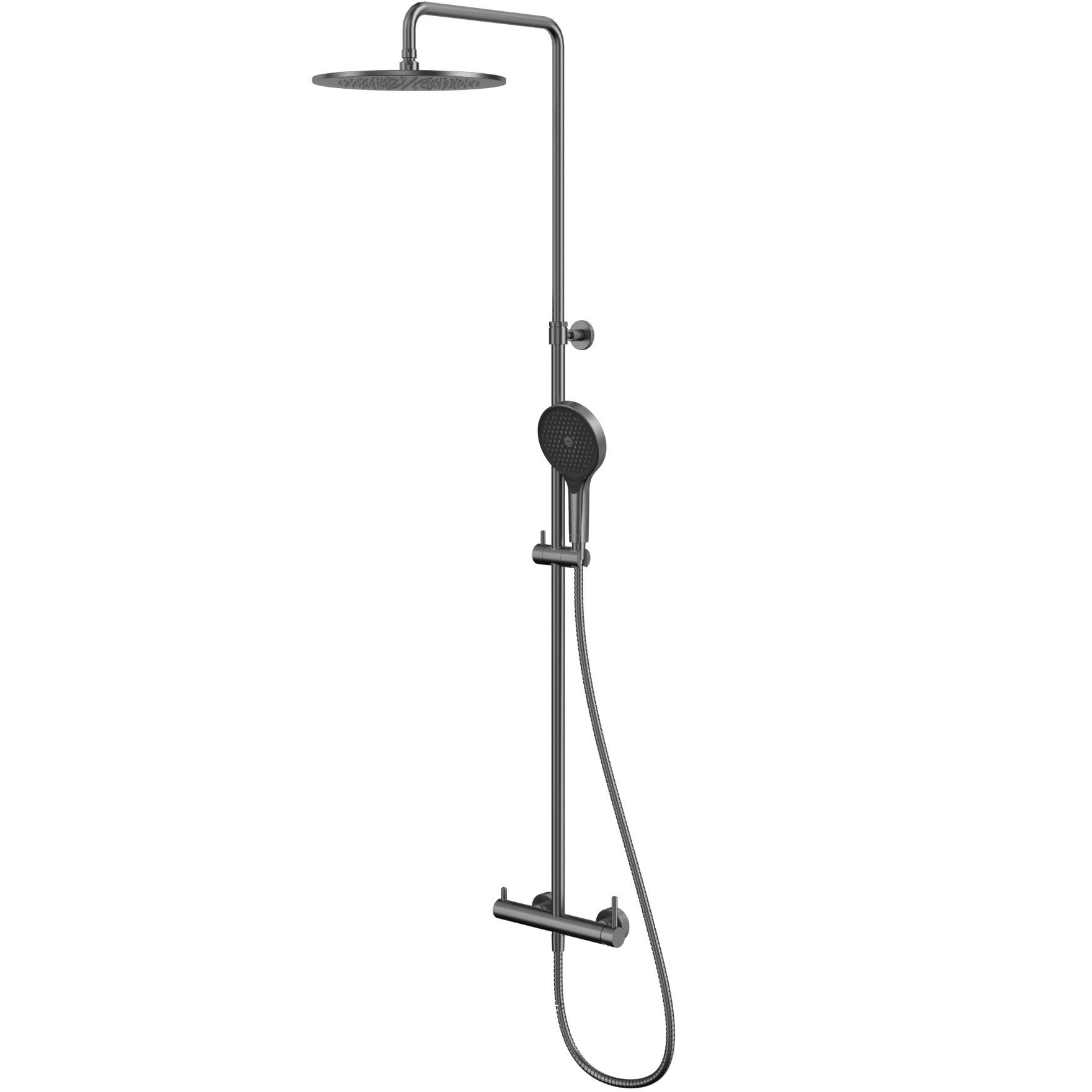 Душевая стойка с душевым комплектом 30x30 см., Whitecross Серия Y Y1244TOPGM (оружейный металл), без излива