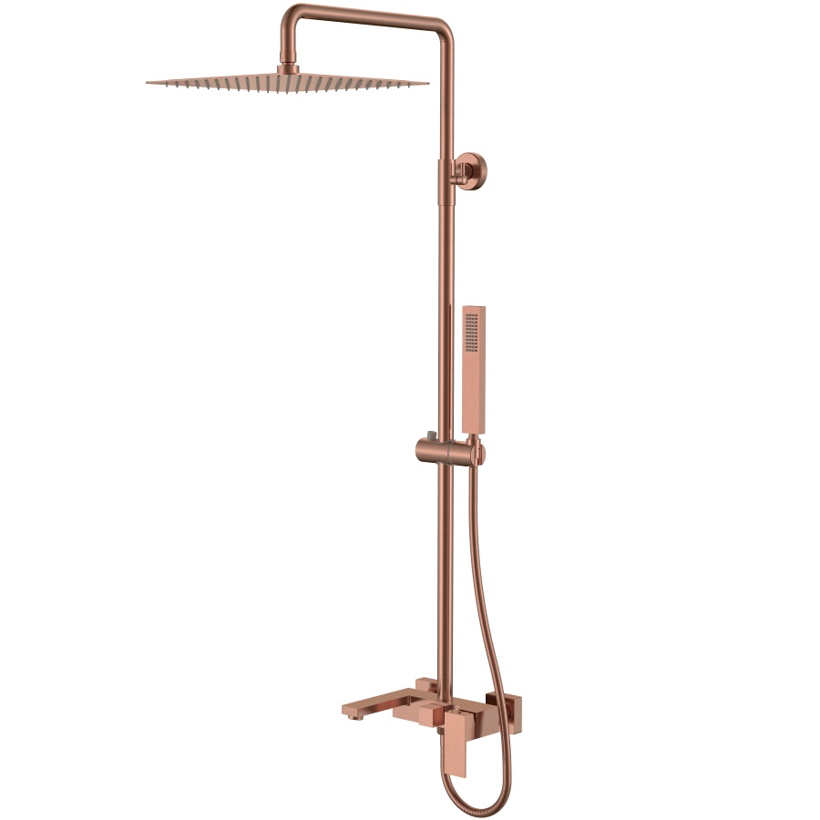 Душевая стойка с ручным душем Boheme Qubic 478-CB (медь брашированная), с изливом