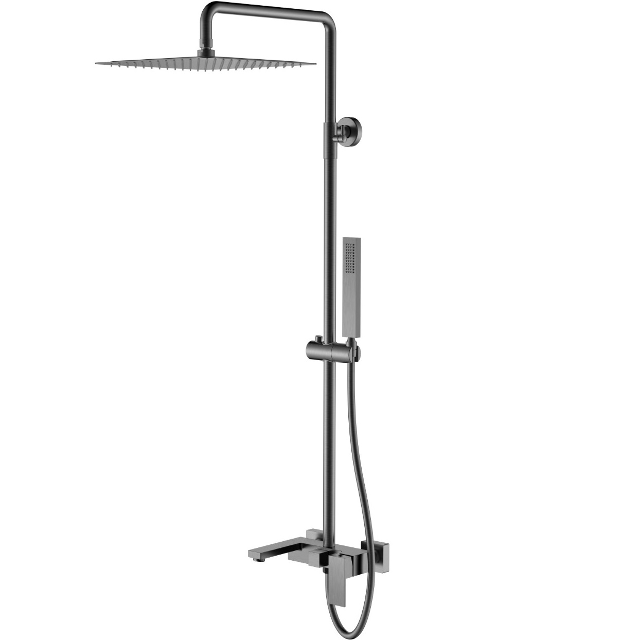 Душевая стойка с ручным душем Boheme Qubic 478-GM (оружейный металл), с изливом