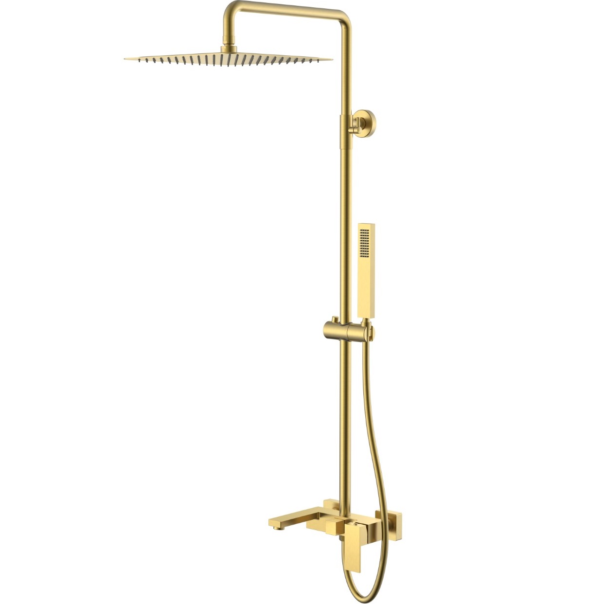 Душевая стойка с ручным душем Boheme Qubic 478-MG (золото матовое), с изливом