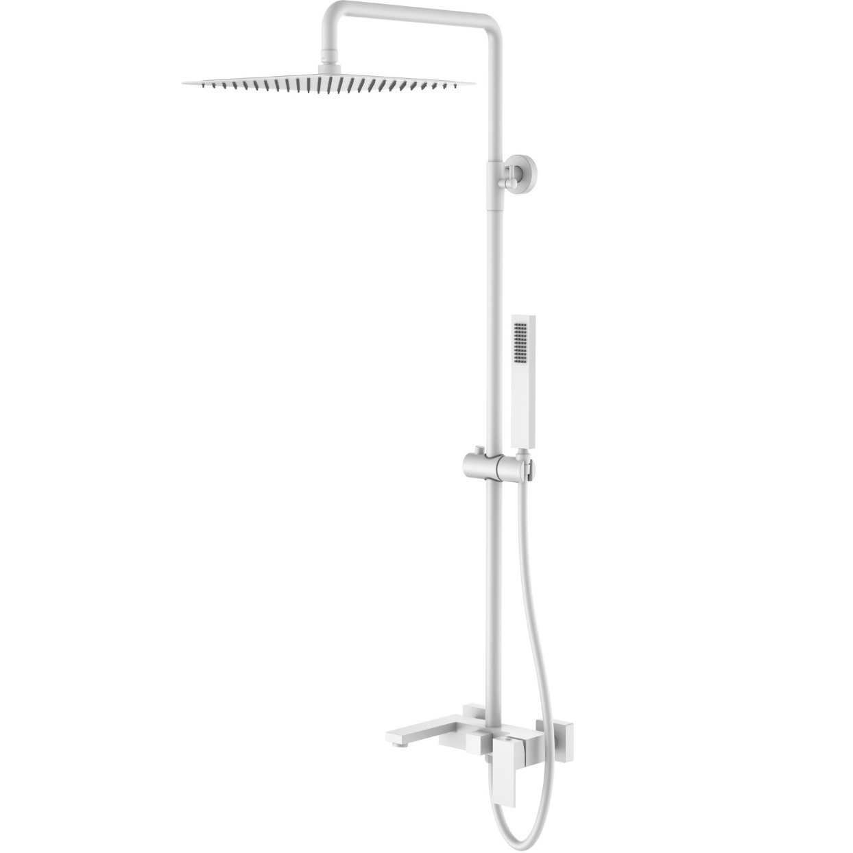 Душевая стойка с ручным душем Boheme Qubic 478-MW (белый матовый), с изливом