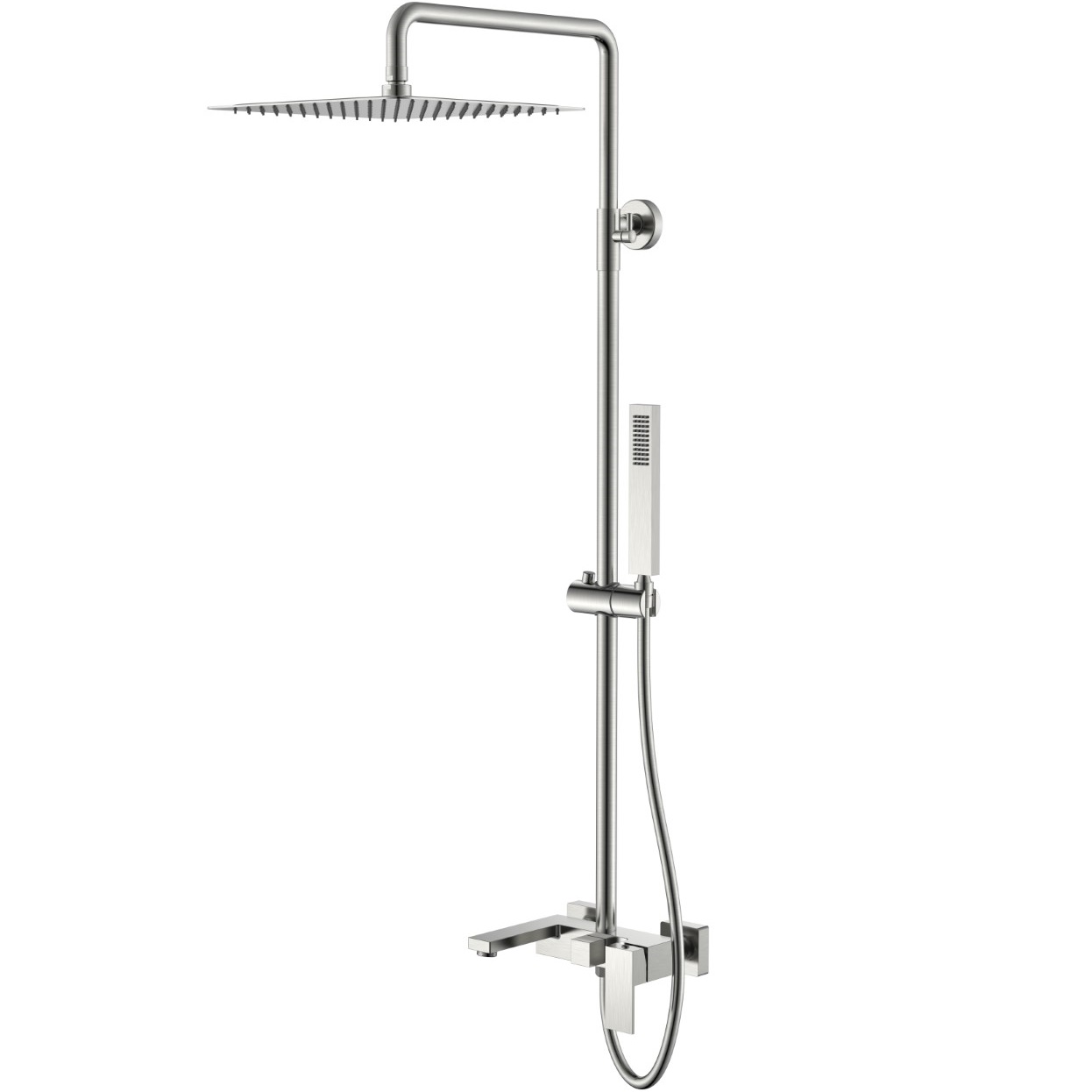Душевая стойка с ручным душем Boheme Qubic 478-NB (никель брашированный), с изливом