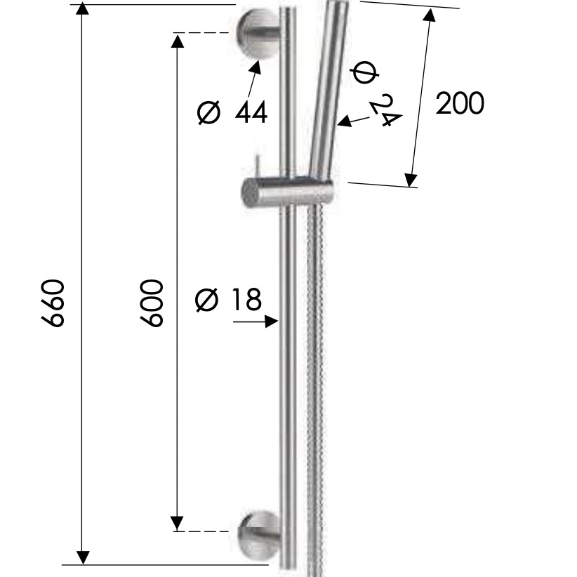 Душевая стойка с ручным душем и шлангом Remer Inox SS317M317MM (сталь)