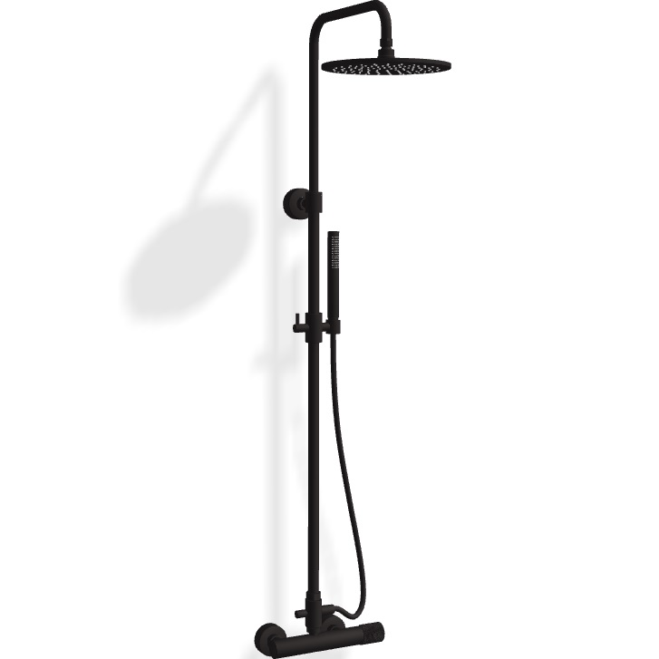 Душевая стойка с верхним душем 25x25 Fima Carlo Frattini Wellness Colonne doccia F3035T/2GNS (черный матовый), без излива