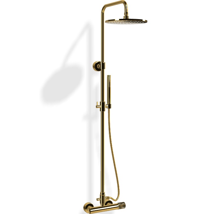 Душевая стойка с верхним душем 25x25 Fima Carlo Frattini Wellness Colonne doccia F3035T/2GOR (золотой), без излива копия