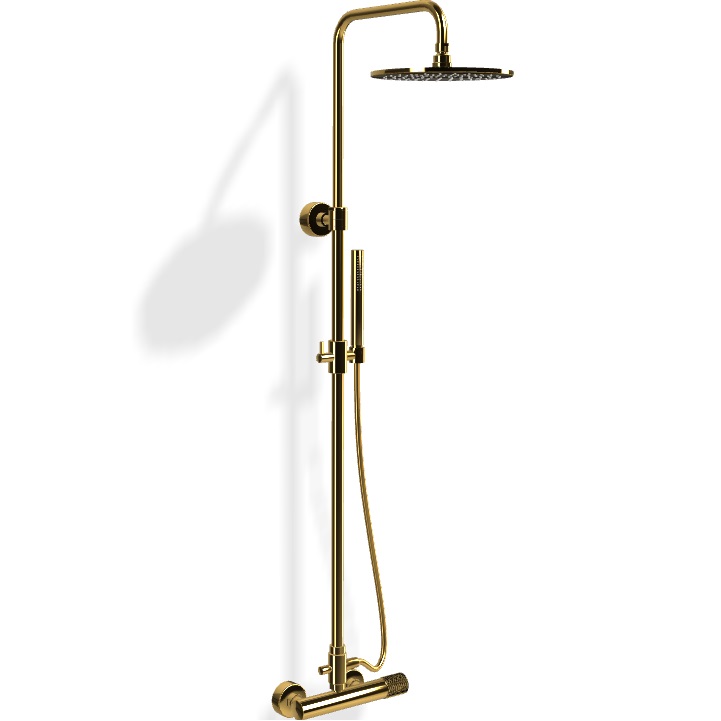 Душевая стойка с верхним душем 25x25 Fima Carlo Frattini Wellness Colonne doccia F3035T/2VOR (золотой), без излива