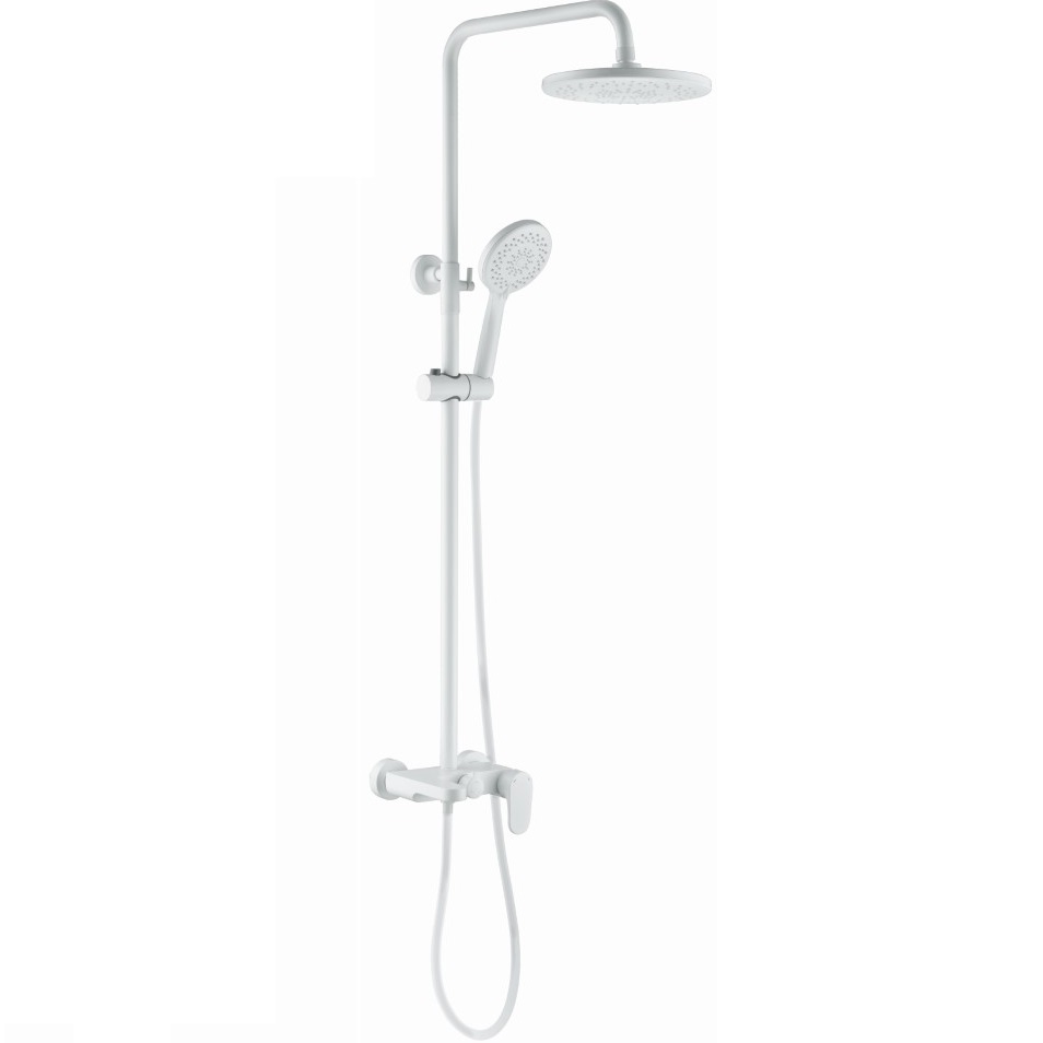 Душевая стойка со смесителем 30x30 см., Boheme Spectre 458-MW (белый матовый), с изливом