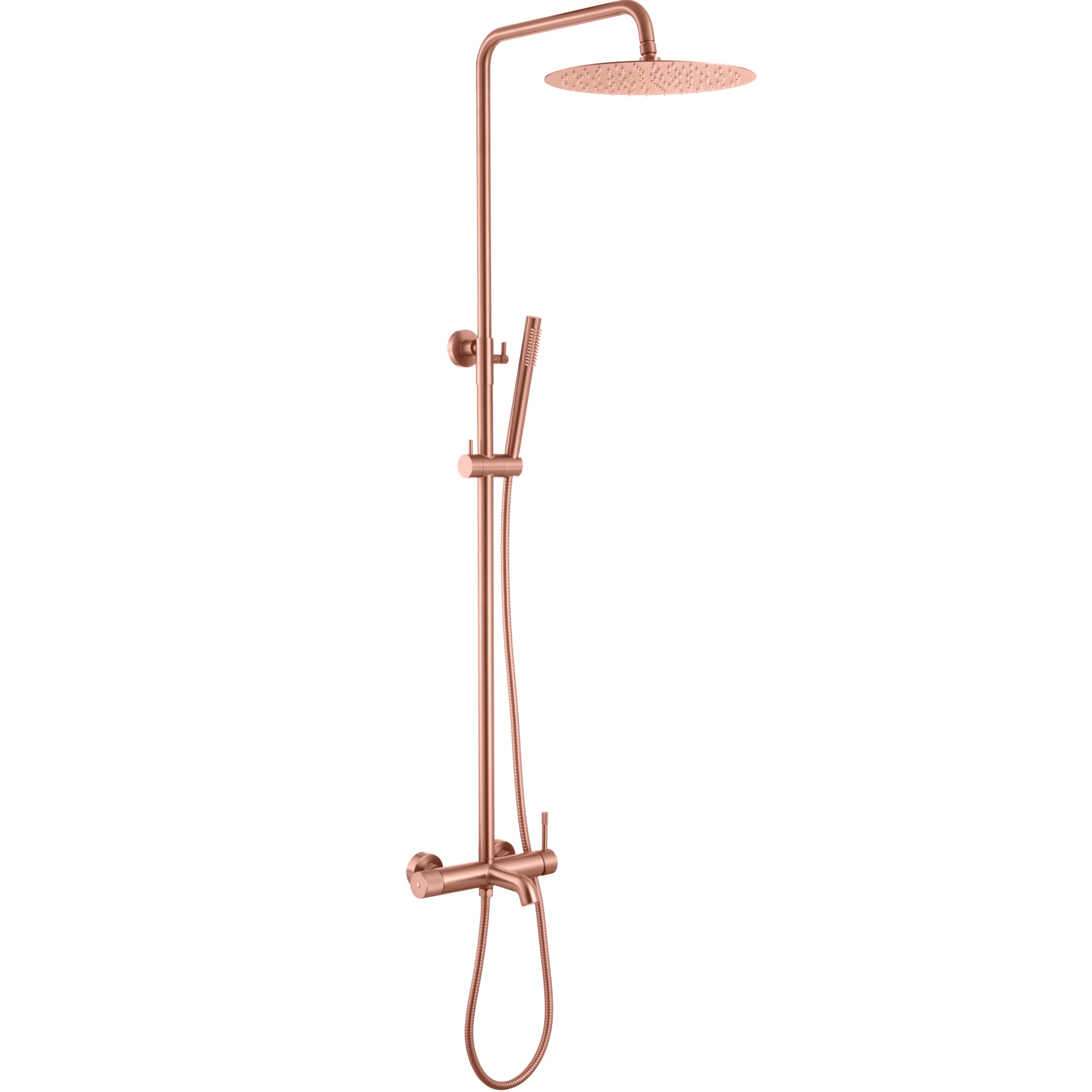 Душевая стойка со смесителем 30x30 см. Boheme Uno 468-CB (медь брашированная), с изливом