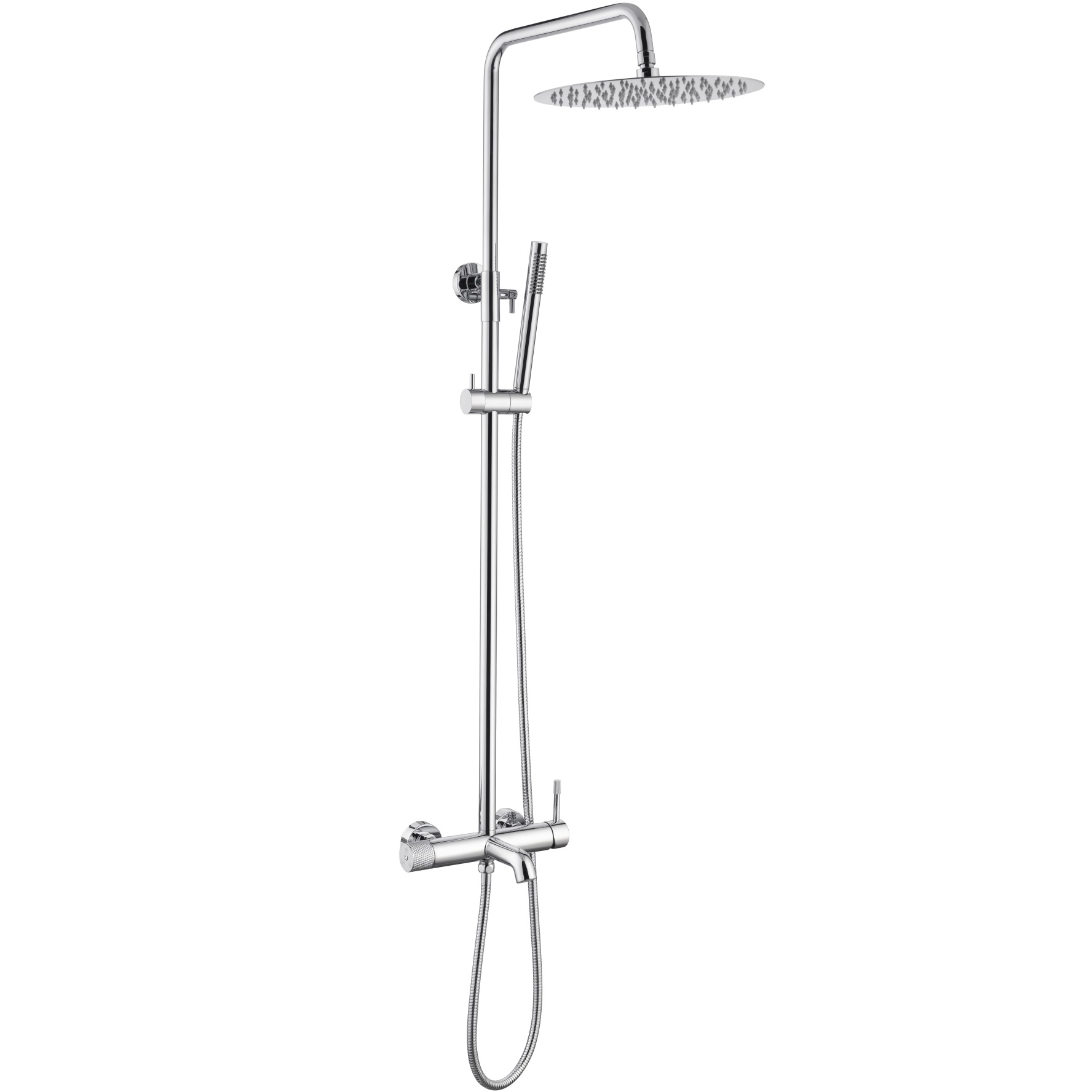 Душевая стойка со смесителем 30x30 см. Boheme Uno 468-CR (хром), с изливом